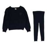 Lil Legs Knit VNeck Toddler Set - Navy