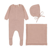 Lil Leg Dotted Knit Footie 3PC Set - Pink