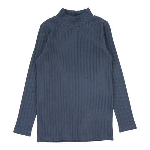 Lil Legs Double Rib Mockneck - Off Blue