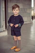 Load image into Gallery viewer, Coco Blanc Navy Cropped Blazer