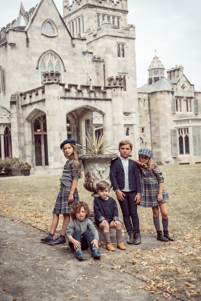Coco Blanc Navy Boys Blazer With Tone On Tone Emblem On Pocket