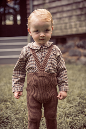 Coco Blanc Knit Suspender Leggings - Mocha