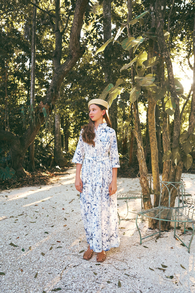 Coco Blanc Floral Shirt Dress With Hard Belt