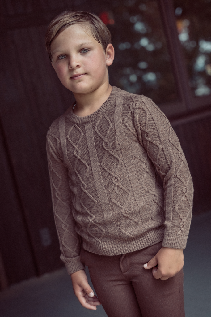 Coco Blanc Diamond Crew Sweater - Mocha