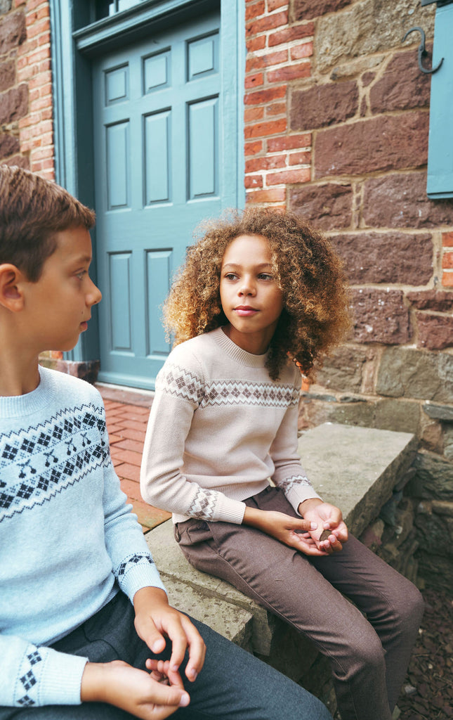 Looms Fair Isle Collection Boys Sweater - Taupe