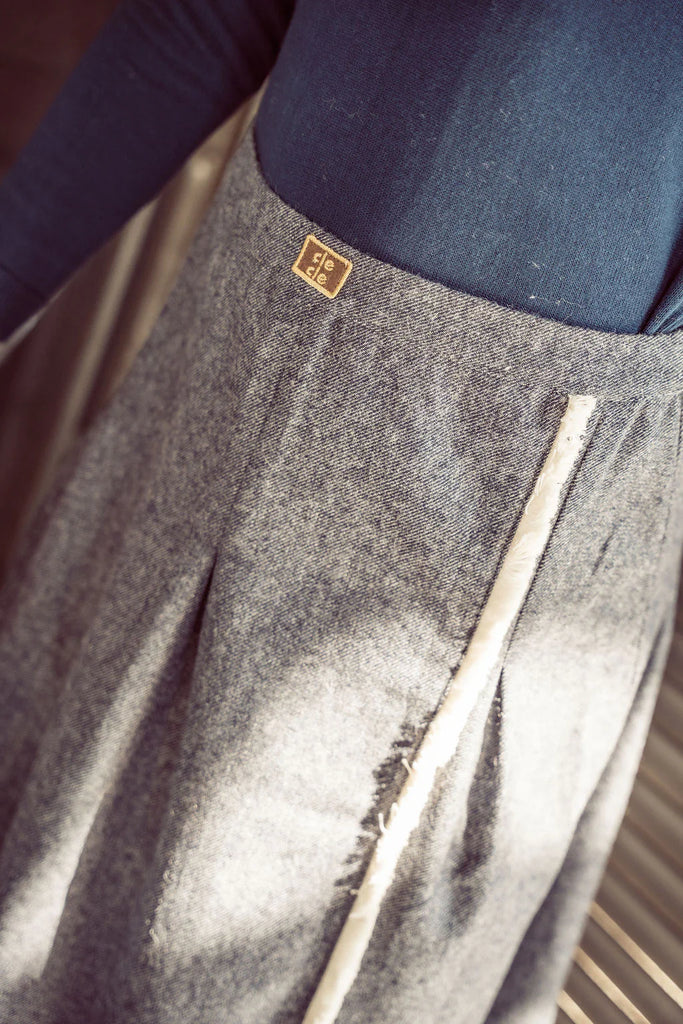 Coco Blanc Navy Marled Side Fringe Skirt