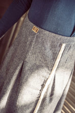 Load image into Gallery viewer, Coco Blanc Navy Marled Side Fringe Skirt