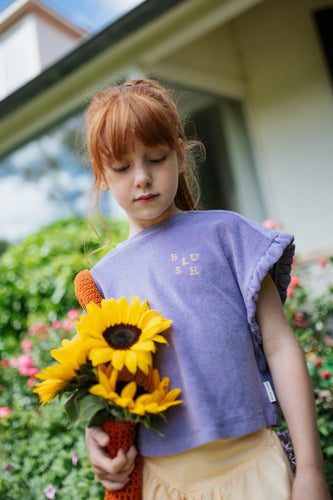Petit Blush Ruffle Towel Top - Chalk Violet