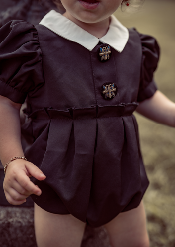Coco Blanc Black Taffeta Romper