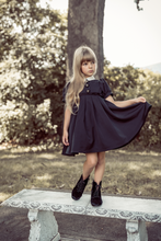 Load image into Gallery viewer, Coco Blanc Black Taffeta Dress - Short Sleeves