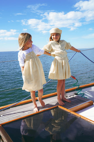 Calla Lili Linen Girls Top And Skirt Set - Yellow