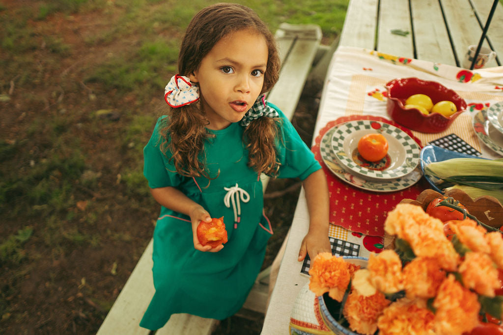 Lil Legs Boating Crew Dress - Electric Green (3/4 Sleeve)