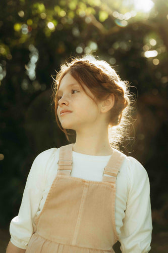 Farren & Me Denim Pinafore Dress RUNS SMALL- Pale Pink Wash