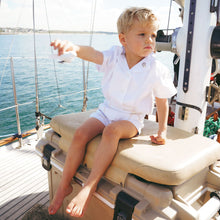 Load image into Gallery viewer, Calla Lili Boys Linen Shirt With House And Bermuda Shorts Set - White/Sand