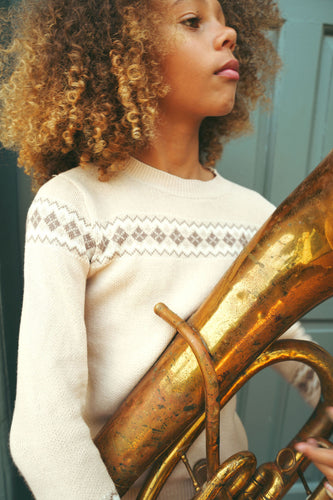 Looms Fair Isle Collection Boys Sweater - Taupe