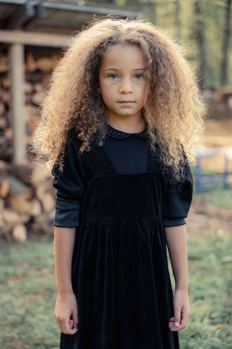 Mini Nod Velour Jumper with Model collared top - Black/Red