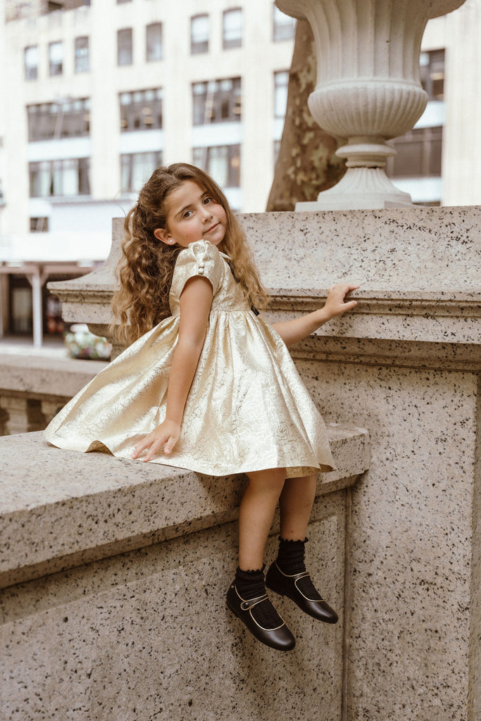Coco Blanc Jaquard Dress - Gold