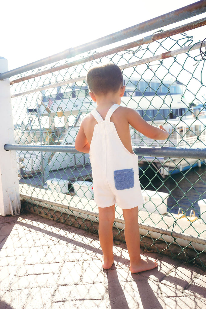 Calla Lili Baby Boy Golf Romper - White