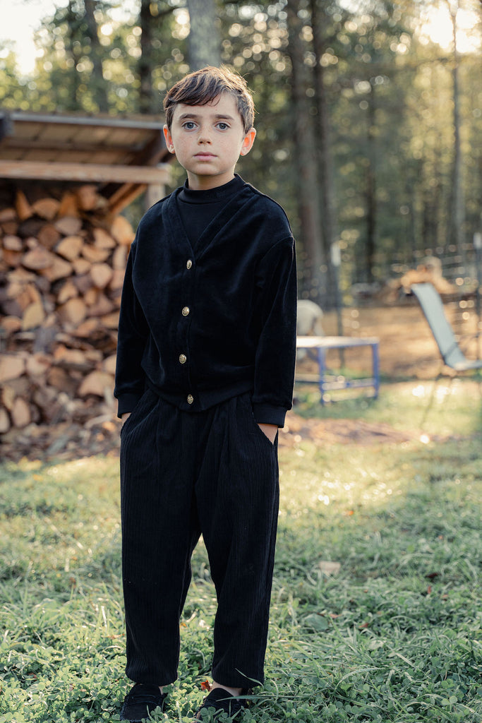 Mini Nod Velour Boys Sweater - Black