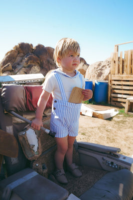 Coco Blanc Striped Suspender Shorts