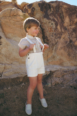 Coco Blanc Cream Suspender Shorts