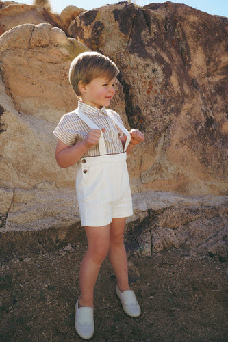 Coco Blanc Cream Suspender Shorts