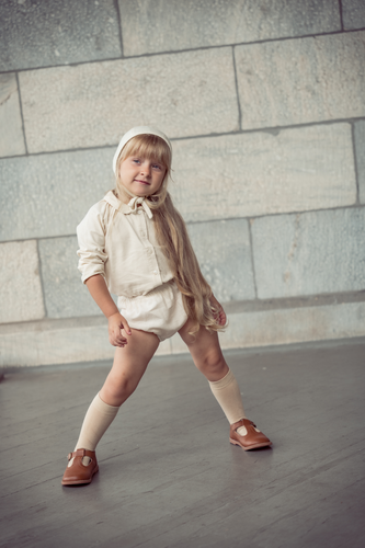 Coco Blanc Square Neck Bloomer Set With Bonnet - Ivory