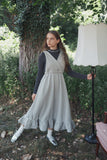 Valentina Wool Paneled Jumper And Ribbed Contrast Ruffle Trim Turtleneck Set - Grey