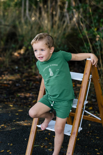 Lil Legs Boys Print Tee Short Sleeve - Green