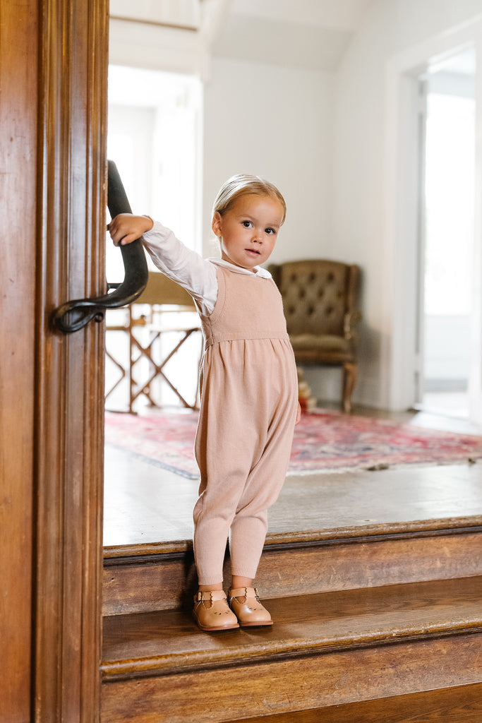 Lil Legs Knit Overalls - Dusty Pink