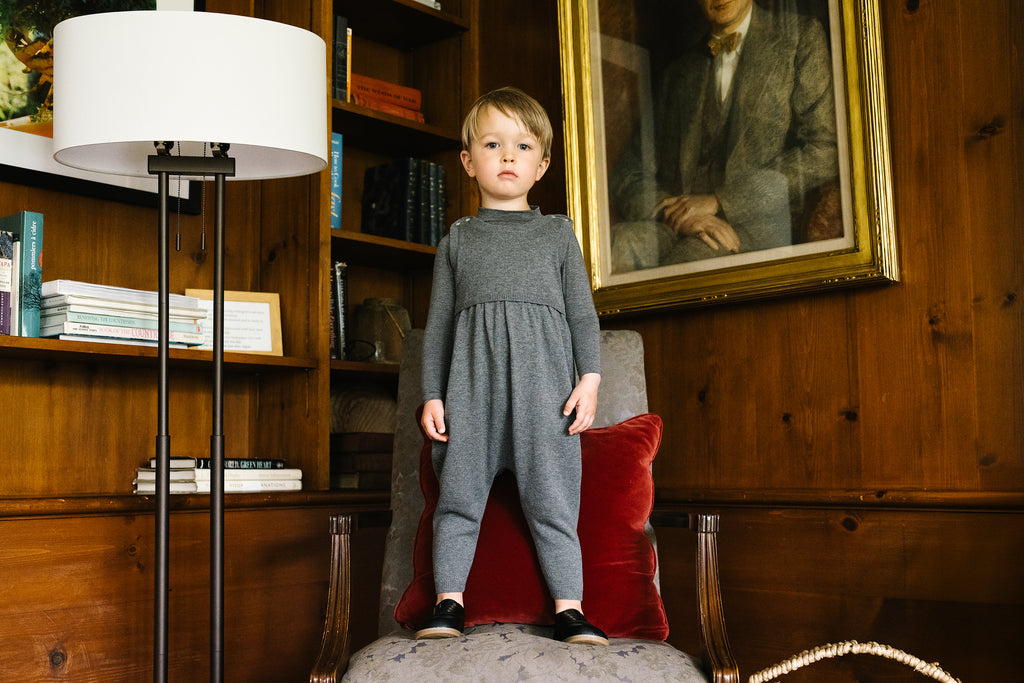 Lil Legs Knit Overalls - Mid Grey