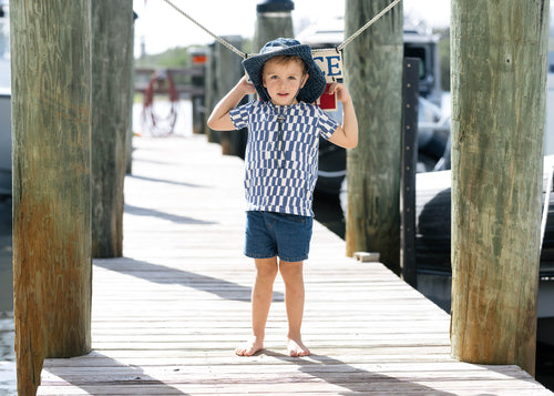 Lil Legs Boys Checked Tee - Blue