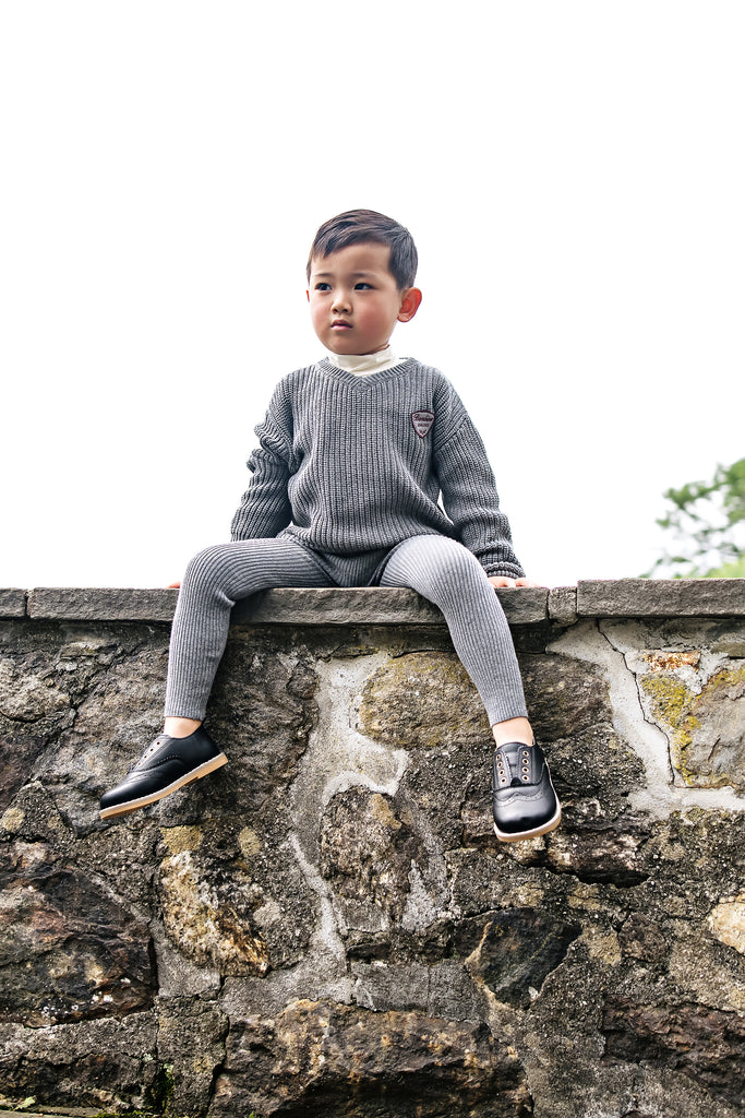 Lil Legs Knit VNeck Toddler Set - Mid Grey