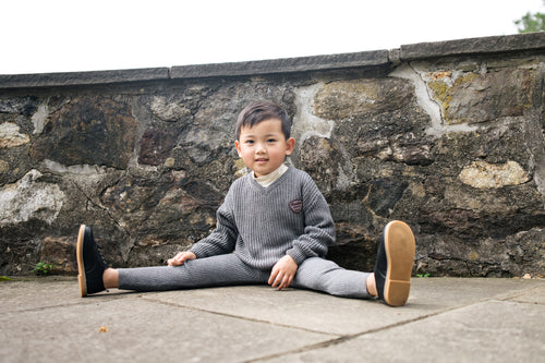 Lil Legs Knit VNeck Sweater - Mid Grey