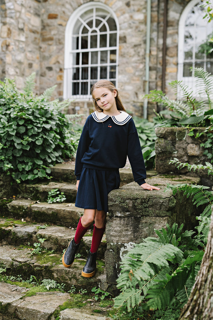 Lil Legs Embroidered Cherry Sweatshirt - Navy