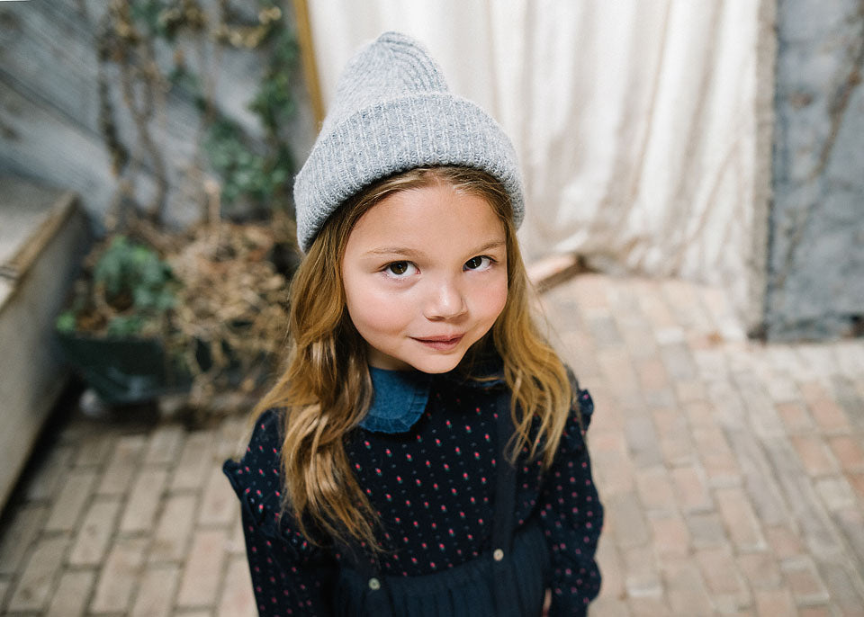 Lil Legs Denim Collar Ruffle Sweatshirt - Navy Print