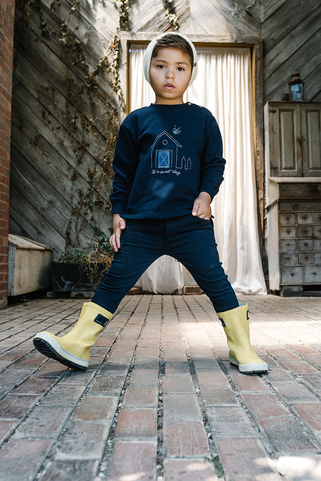 Lil Legs Boys Embroidered Sweatshirt - Navy