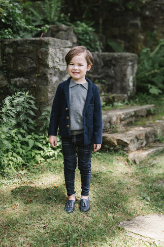 Lil Legs Crest Knit Blazer - Navy