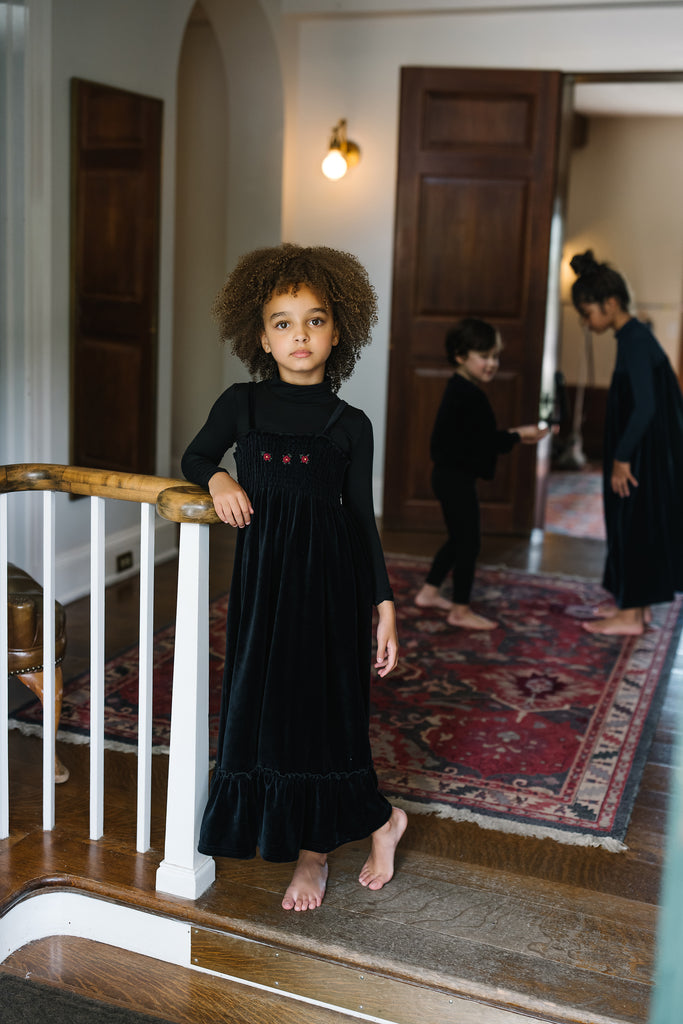 Lil Legs Velour Smocked Maxi - Black