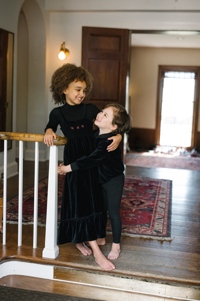 Lil Legs Velour Smocked Maxi - Black