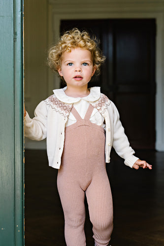 Lil Legs Knit Suspender Leggings - Dried Rose