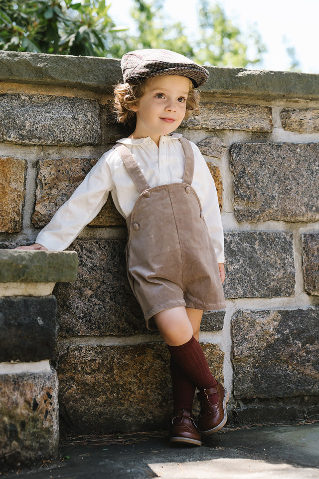 Lil Legs Velvet Overalls - Misty Oat