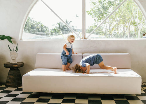 Lil Legs Bubble Suspender Pants - Light Wash