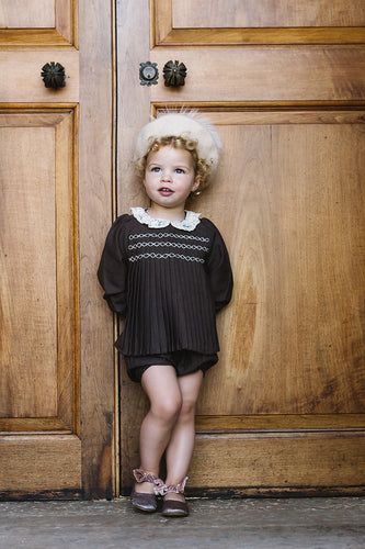 Lil Legs Pleated Girls Set - Misty Oat Heather