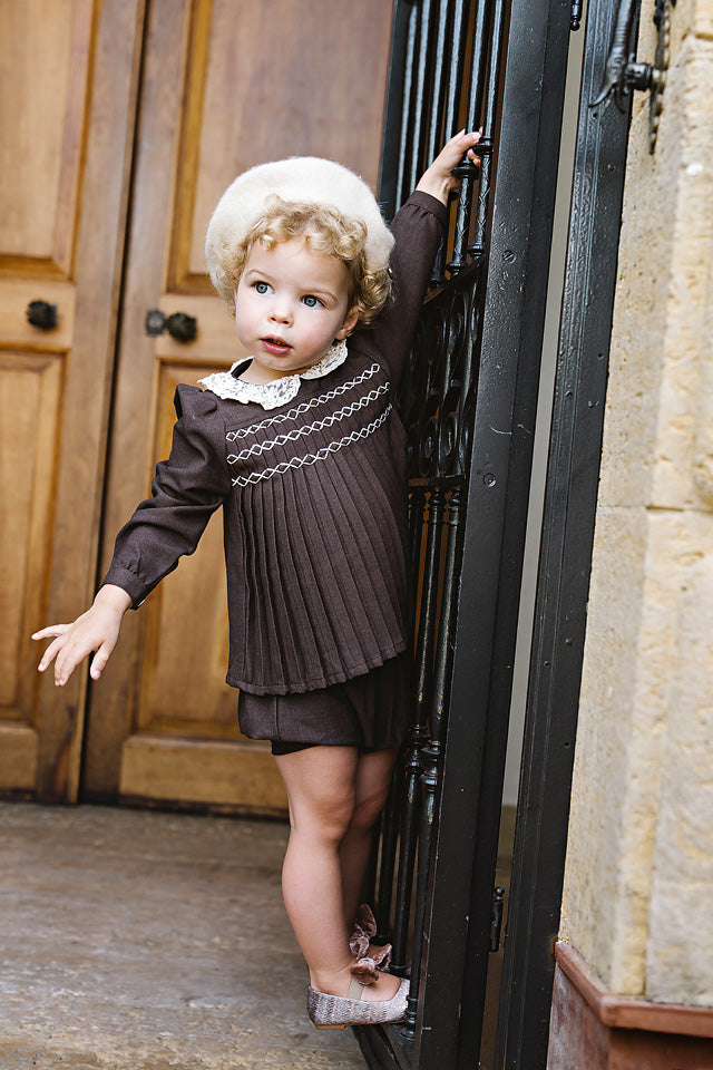 Lil Legs Pleated Girls Set - Misty Oat Heather
