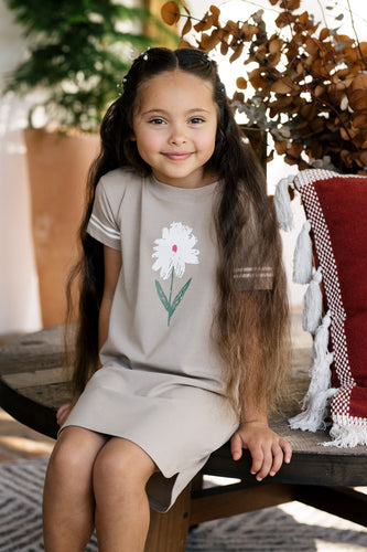 Lil Legs Flower Dress Short Sleeve - Taupe