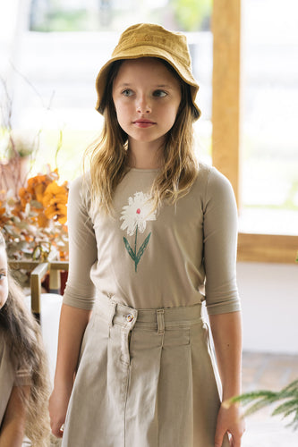 Lil Legs Flower Tee Long Sleeve - Taupe
