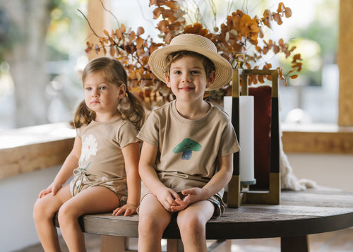 Lil Legs Mushroom Tee Short Sleeve - Taupe