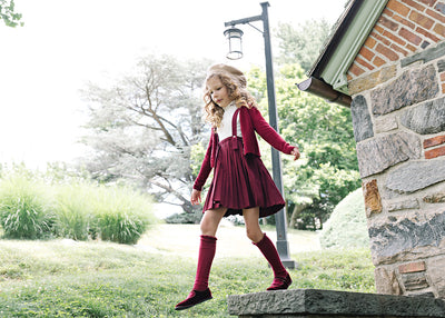 Lil Legs Fine Knit Cardigan - Deep Red