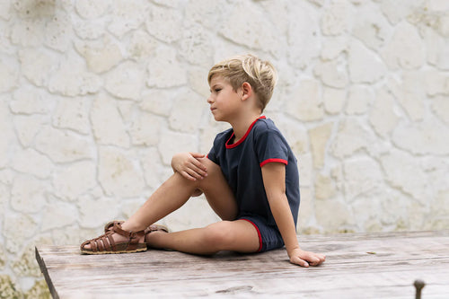 Lil Legs Boys Set - Off Navy Stripe